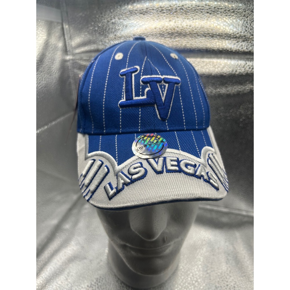 Koskash Las Vegas‎ Blue Pinstripe Baseball Cap Hat LV Embroidered Adjustable NEW